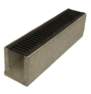 Лоток водоотводный бетонный Standart с решеткой чугунной 1000x230x255