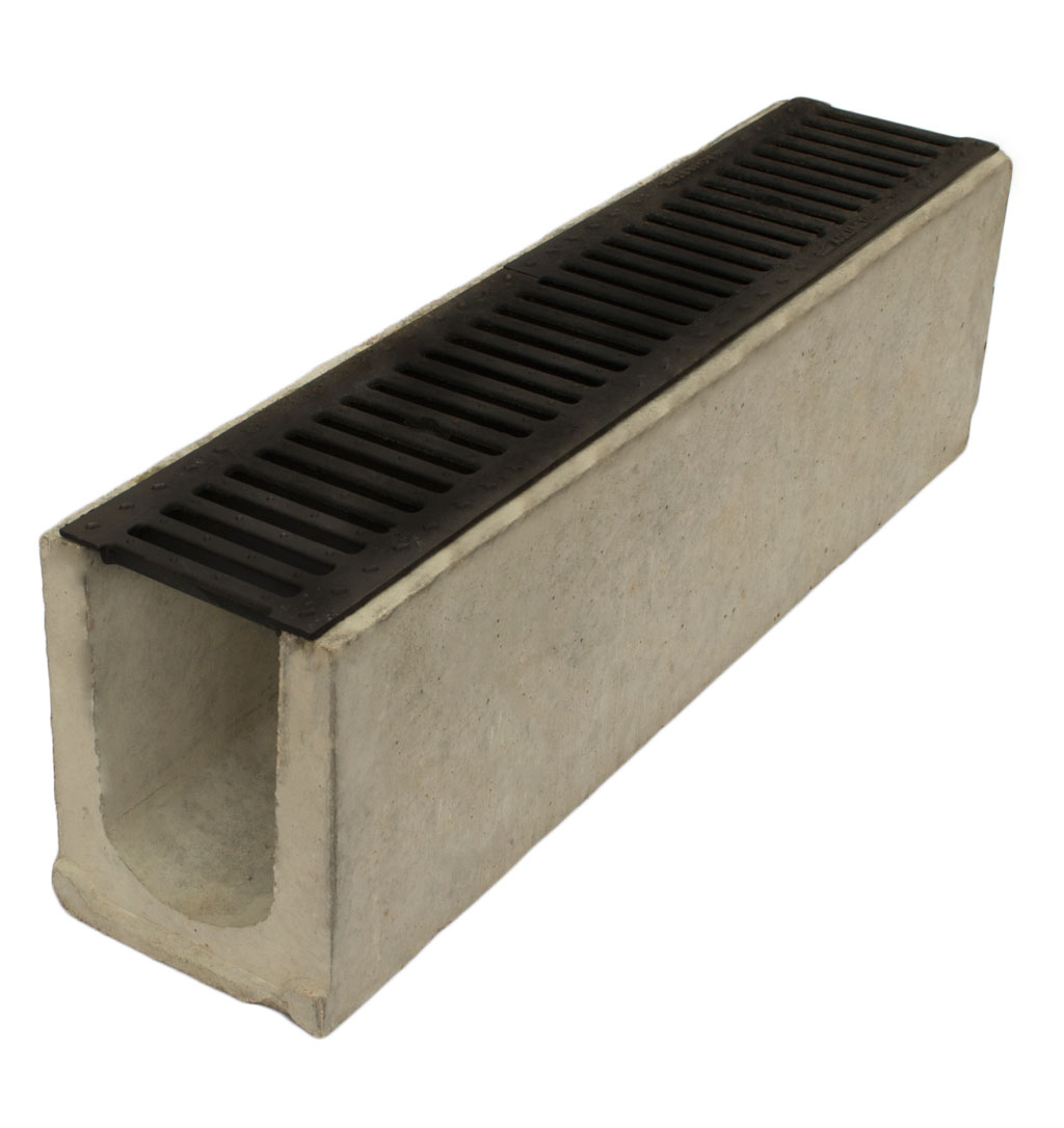 Лоток водоотводный бетонный Standart с решеткой чугунной 1000x230x290