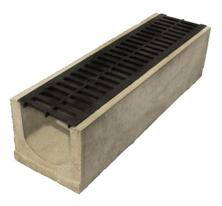 Лоток водоотводный бетонный Standart с решеткой чугунной 1000x290x250