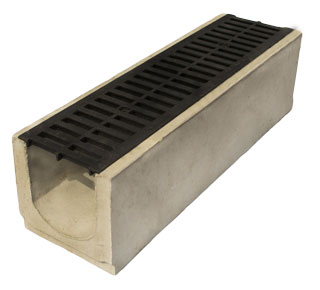 Лоток водоотводный бетонный Standart с решеткой чугунной 1000x290x280