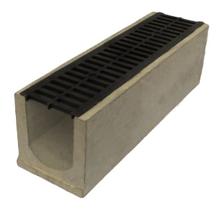 Лоток водоотводный бетонный Standart с решеткой чугунной 1000x290x300