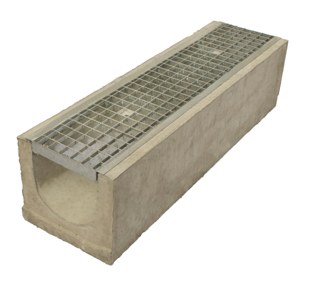 Лоток водоотводный бетонный Standart с решеткой ячеистой сталь оцинкованной 1000x230x190