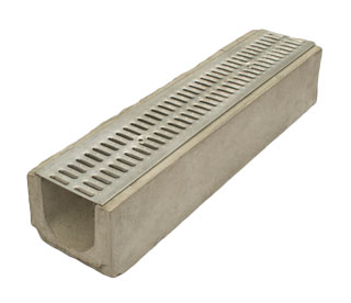 Лоток водоотводный бетонный Standart с решеткой штампованной оцинкованной 1000x230x190