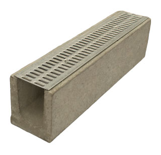 Лоток водоотводный бетонный Standart с решеткой штампованной оцинкованной 1000x230x255