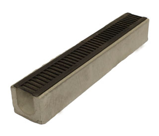 Лоток водоотводный бетонный Standart с решеткой чугунной 1000x165x145