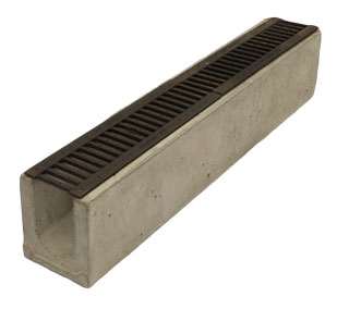 Лоток водоотводный бетонный Standart с решеткой чугунной 1000x165x190
