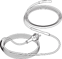 Комплект FrostGuard состоит из саморегулируемого кабеля с концевой заделкой и подсоединенным кабелем питания с вилкой